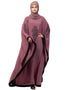 Trendy Center and Sleeve embroidery contrast Band Kaftan Pink