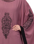 Trendy Center and Sleeve embroidery contrast Band Kaftan Pink