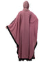 Trendy Center and Sleeve embroidery contrast Band Kaftan Pink