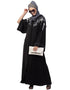Modern Front to back Resham Embroidery Front Open Abaya Black