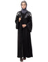 Modern Front to back Resham Embroidery Front Open Abaya Black