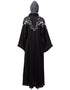 Modern Front to back Resham Embroidery Front Open Abaya Black