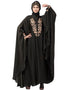 Dubai Neck and Sleeve Embroidered Irani Kaftan Black