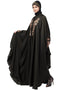 Dubai Neck and Sleeve Embroidered Irani Kaftan Black