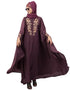 Islamic Neck and Sleeve Embroidered Irani Kaftan Wine