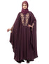 Islamic Neck and Sleeve Embroidered Irani Kaftan Wine