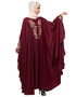 Arabic Neck and Sleeve Embroidered Irani Kaftan Maroon