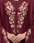 Arabic Neck and Sleeve Embroidered Irani Kaftan Maroon