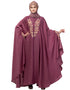 Women Neck and Sleeve Embroidered Irani Kaftan Mauve Pink