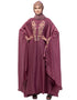 Women Neck and Sleeve Embroidered Irani Kaftan Mauve Pink