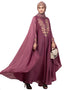 Women Neck and Sleeve Embroidered Irani Kaftan Mauve Pink