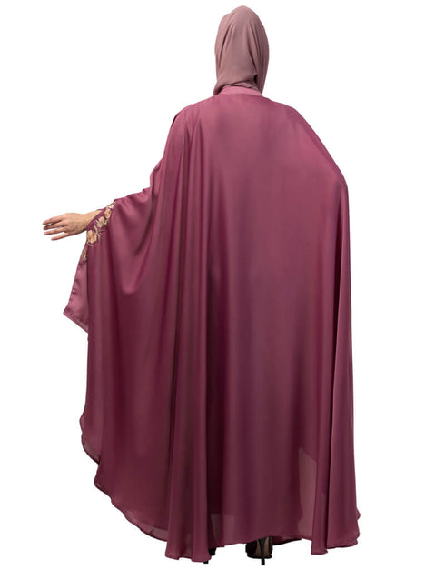 Women Neck and Sleeve Embroidered Irani Kaftan Mauve Pink