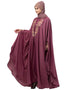 Women Neck and Sleeve Embroidered Irani Kaftan Mauve Pink