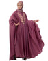 Women Neck and Sleeve Embroidered Irani Kaftan Mauve Pink
