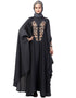 Muslimah Neck and Sleeve Embroidered Irani Kaftan Dark Grey