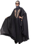 Muslimah Neck and Sleeve Embroidered Irani Kaftan Dark Grey