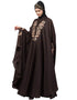 Chic Neck and Sleeve Embroidered Irani Kaftan Coffee Brown