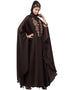 Chic Neck and Sleeve Embroidered Irani Kaftan Coffee Brown