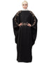 Trendy Waist and both sleeve resham embroidery Nida kaftan Black