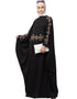 Trendy Waist and both sleeve resham embroidery Nida kaftan Black