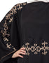 Trendy Waist and both sleeve resham embroidery Nida kaftan Black