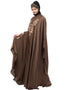 Modern Neck and Sleeve Embroidered Irani Kaftan Light Brown