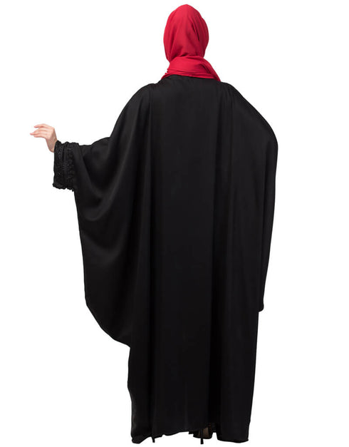 Dubai Hand embroidery front open kaftan Black