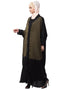Modest Two colors front open kaftan cum abaya Green