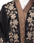 Islamic Front and sleeve resham embroidery contrast band front open abaya Black