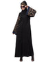 Women Both sleeve resham embroidered front open Dubai Abaya Black