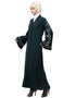 Muslimah Front Open Sleeve Resham Embroidery Abaya Green