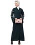 Muslimah Front Open Sleeve Resham Embroidery Abaya Green