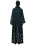 Trendy Front Open Front Back sleeve with Hijab Embroidered Abaya cum Kaftan Green