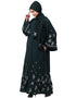 Trendy Front Open Front Back sleeve with Hijab Embroidered Abaya cum Kaftan Green