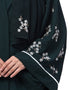 Trendy Front Open Front Back sleeve with Hijab Embroidered Abaya cum Kaftan Green