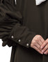 Modern Long cuff full balloon sleeve with belt A line Abaya Olive