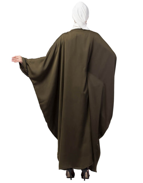 Dubai Contrast hand embroidered kaftan Olive