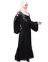 Muslim Front to back resham embroidery Front open Dubai Style Kaftan cum Abaya Black