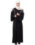 Muslim Front to back resham embroidery Front open Dubai Style Kaftan cum Abaya Black