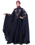 Islamic Front and sleeve resham embroidery Irani Kaftan Navy Blue