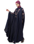 Islamic Front and sleeve resham embroidery Irani Kaftan Navy Blue