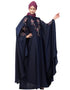 Islamic Front and sleeve resham embroidery Irani Kaftan Navy Blue