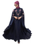 Islamic Front and sleeve resham embroidery Irani Kaftan Navy Blue