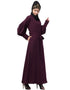 Arabic Long cuff full balloon sleeve with belt A line Abaya Wine