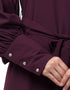 Arabic Long cuff full balloon sleeve with belt A line Abaya Wine