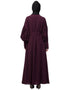 Arabic Long cuff full balloon sleeve with belt A line Abaya Wine