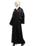 Women Front Back hand embroidered Front open Dubai Abaya Black