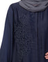 Chic Front Open one side hand work Abaya Blue