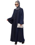Chic Front Open one side hand work Abaya Blue