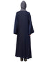 Chic Front Open one side hand work Abaya Blue